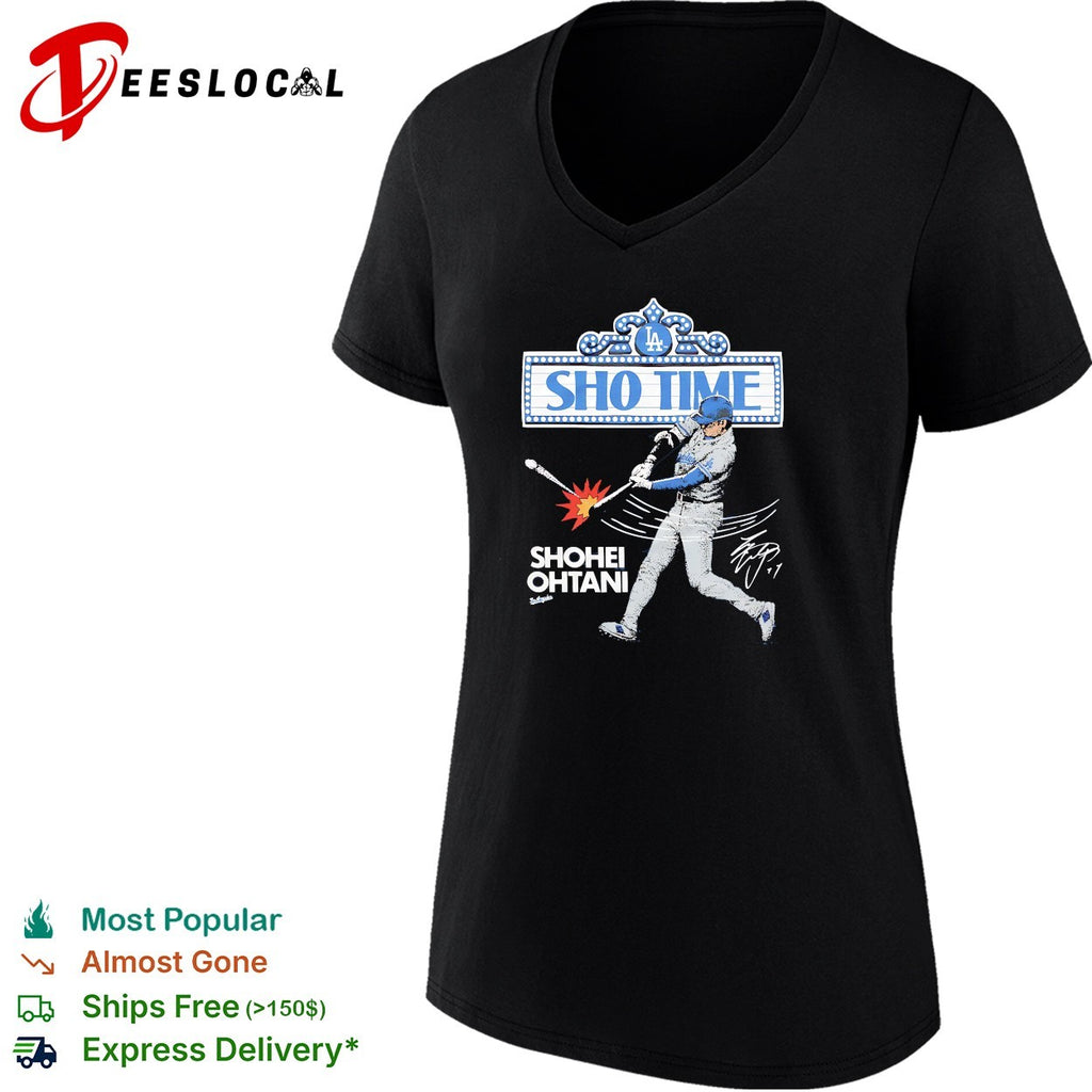 Shohei Ohtani Los Angeles DodgersSho Time slugger swing signature shirt