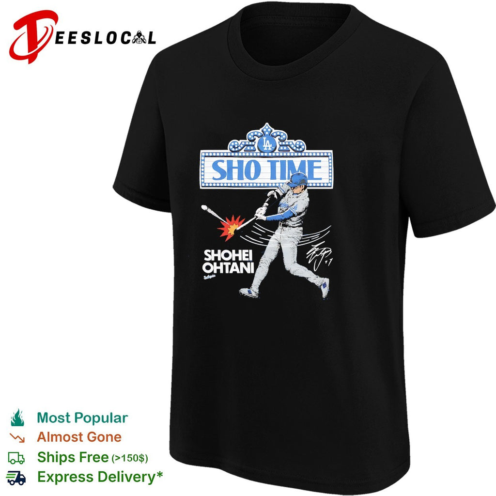 Shohei Ohtani Los Angeles DodgersSho Time slugger swing signature shirt