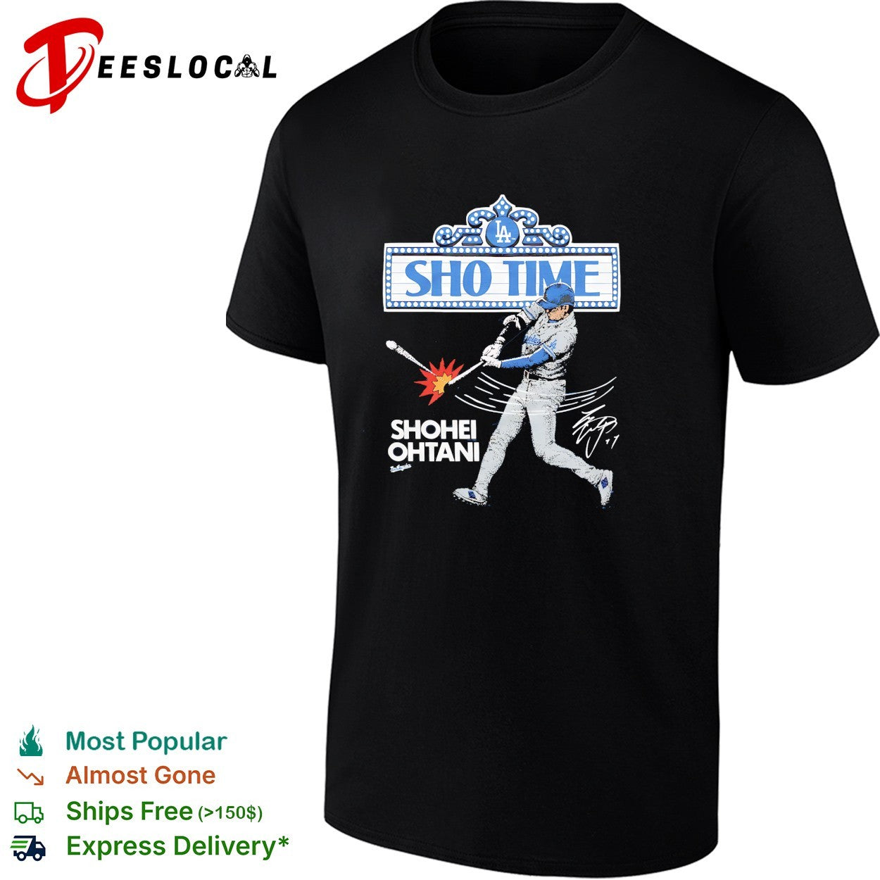 Shohei Ohtani Los Angeles DodgersSho Time slugger swing signature shirt