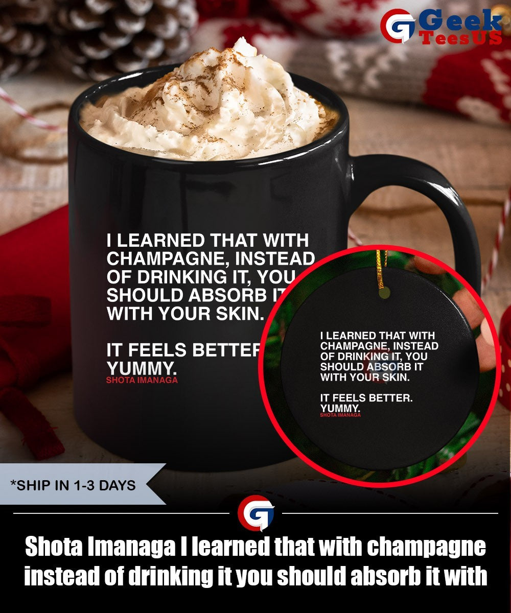 Shota Imanaga I learned that with champagne instead of drinking it you should absorb it with your skin shirt