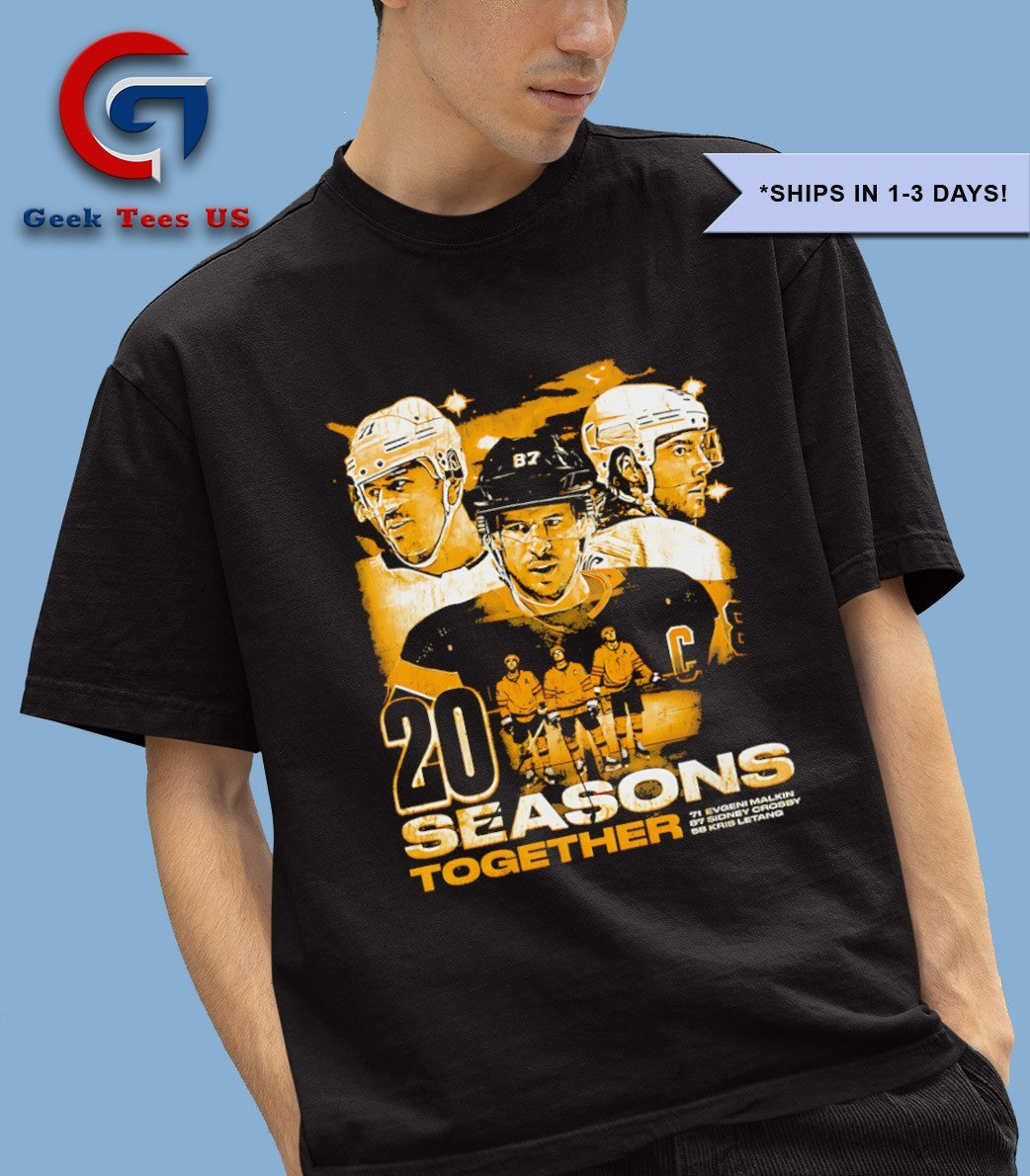 Sidney Crosby Kris Letang and Evgeni Malkin Pittsburgh Penguins 20 Seasons Together shirt