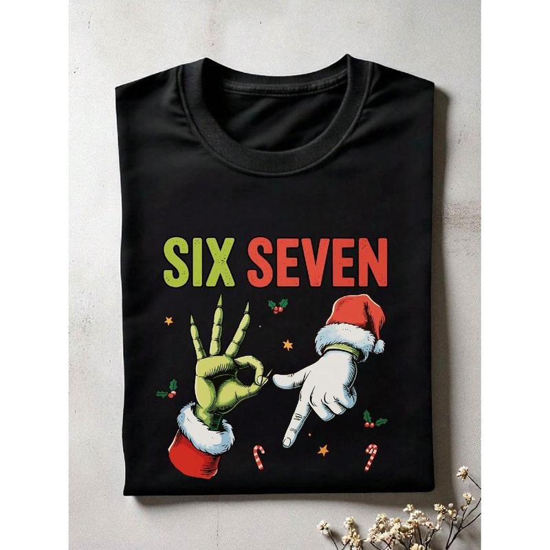 Six Seven Meme Christmas Shirt, Funny Christmas Humor Holiday Graphic Tee, Viral Xmas T-Shirt, Youth Culture Christmas Tee, Santa Holiday Party Shirt CG-165
