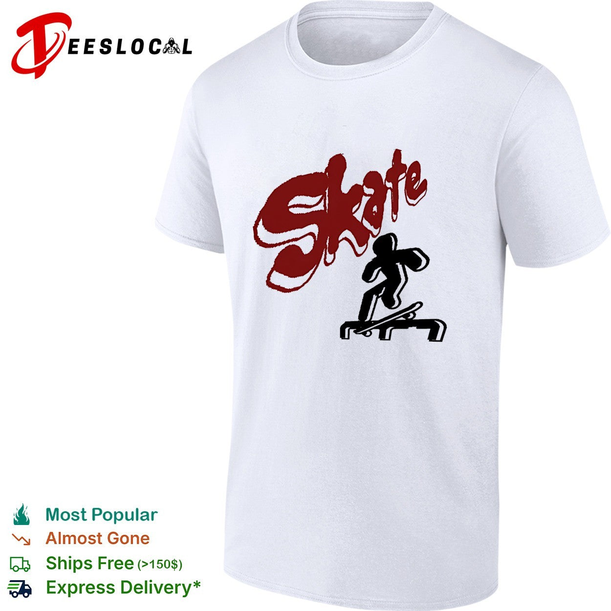 Skate grunge text skateboarder shirt
