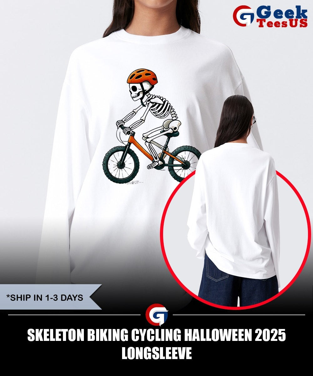 Skeleton biking cycling Halloween 2025 shirt