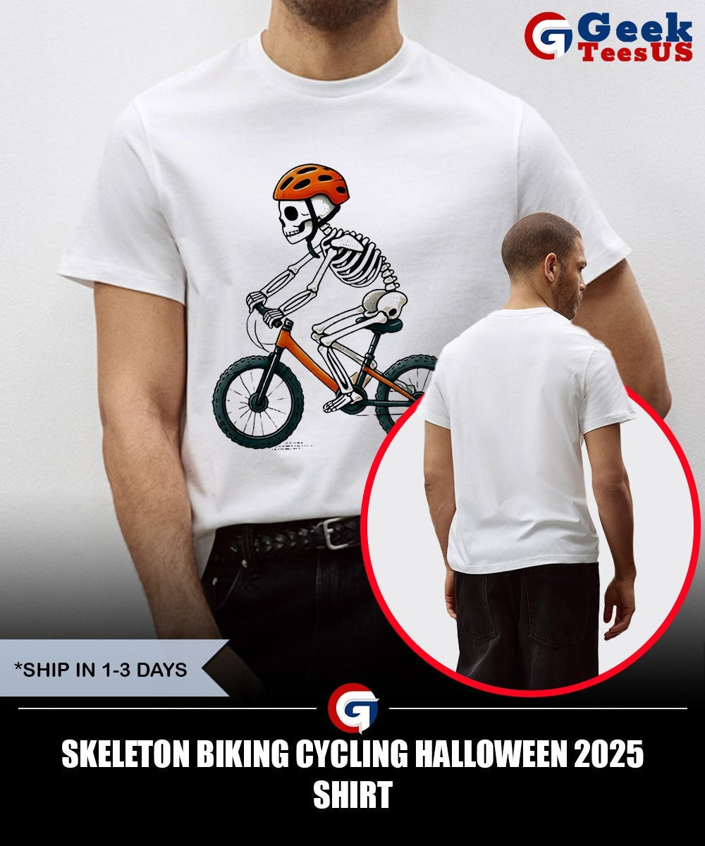 Skeleton biking cycling Halloween 2025 shirt