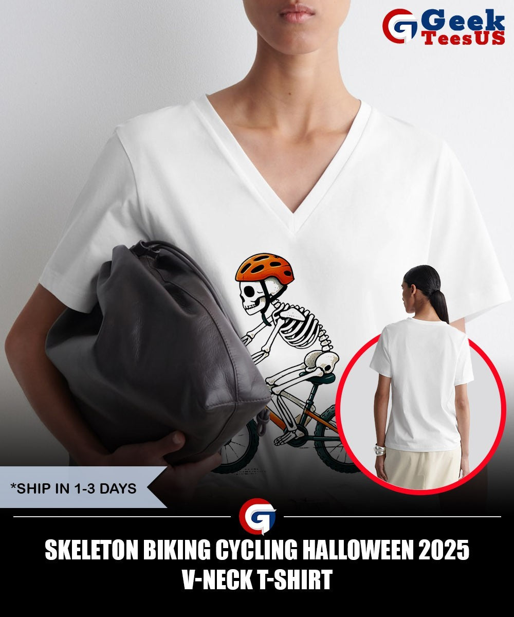 Skeleton biking cycling Halloween 2025 shirt