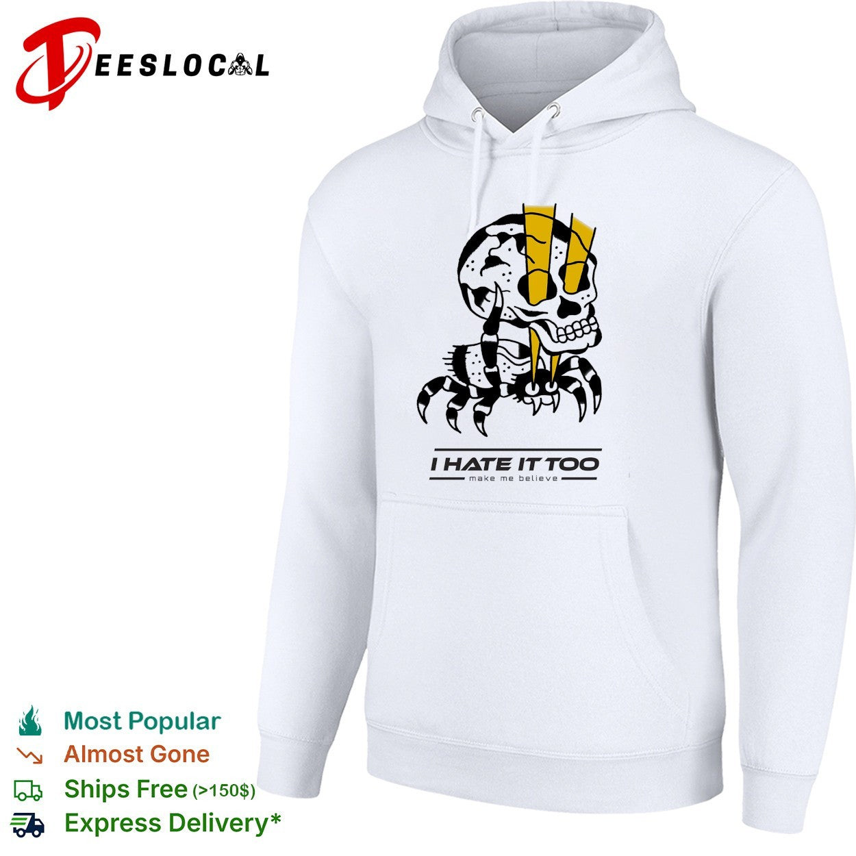 Skull and scorpion creature with lightning bolts I hate it too make me believe shirt