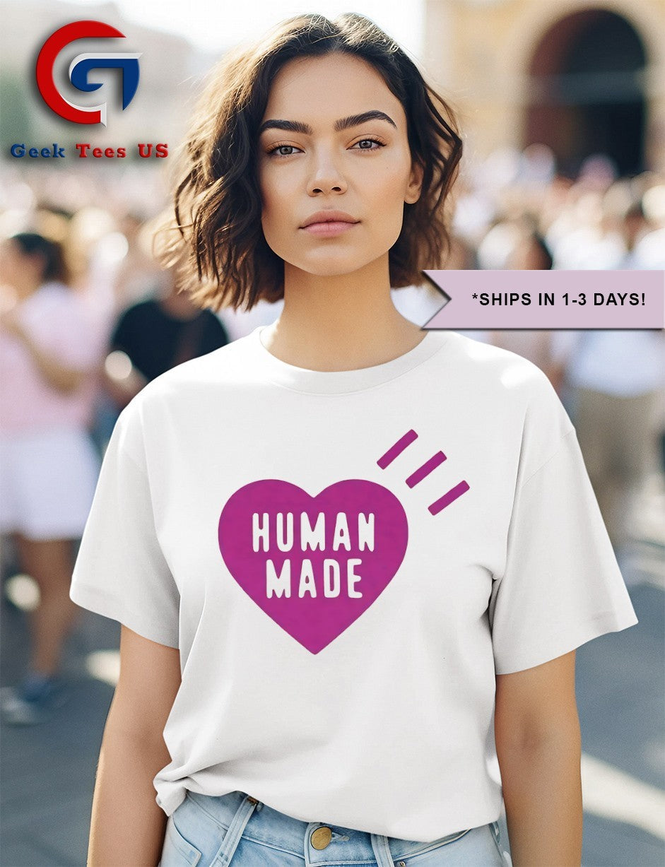 SkyNani wearing Human made heart shirt