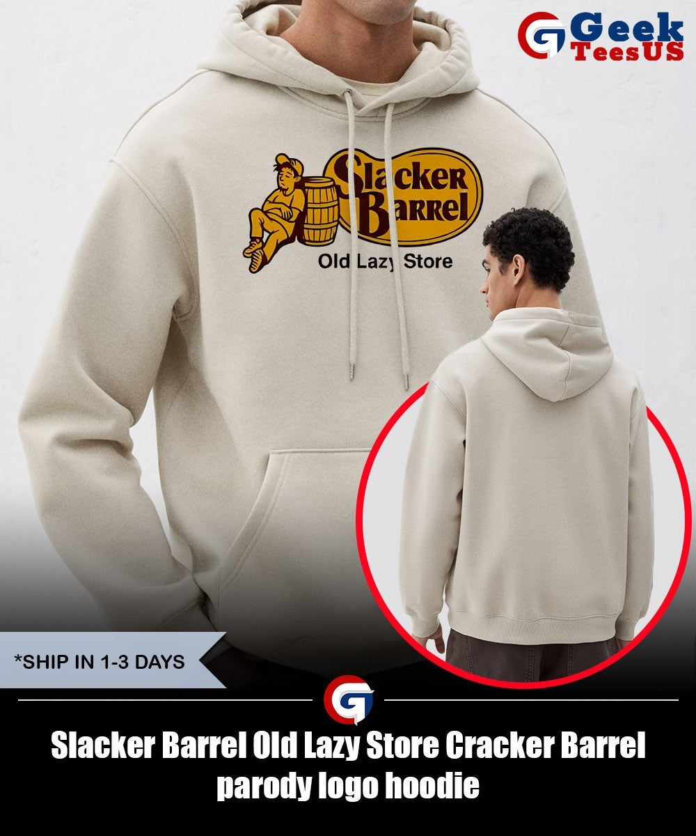 Slacker Barrel Old Lazy Store Cracker Barrel parody logo shirt