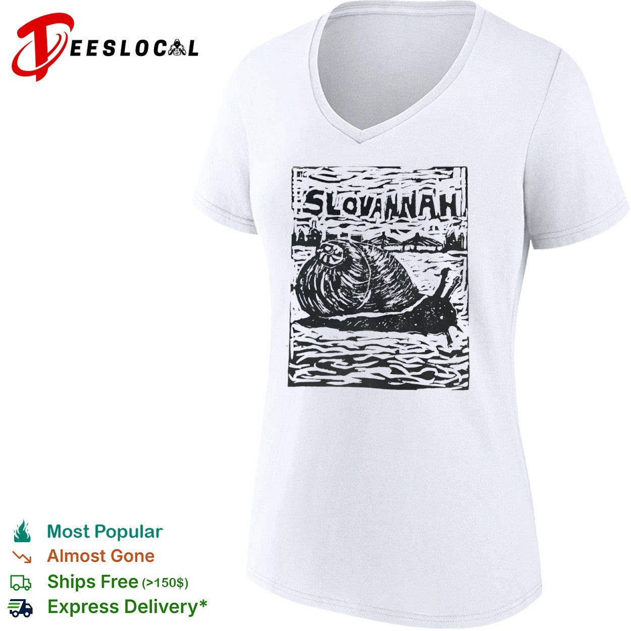 Slovannah Snail Woodcut Print linocut Savannah shirt