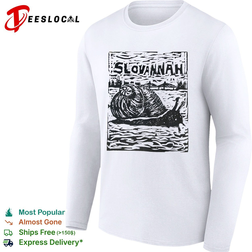 Slovannah Snail Woodcut Print linocut Savannah shirt