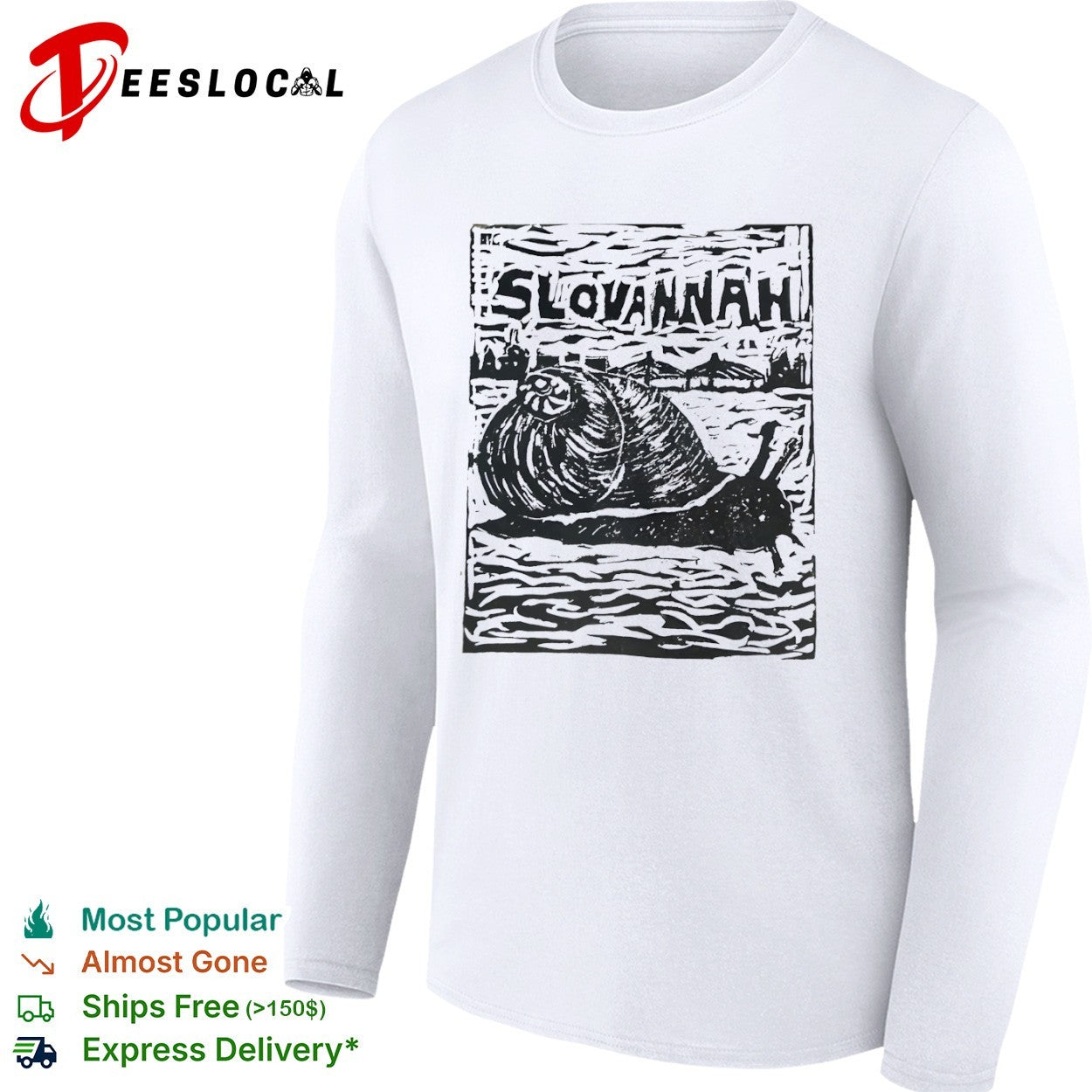 Slovannah Snail Woodcut Print linocut Savannah shirt