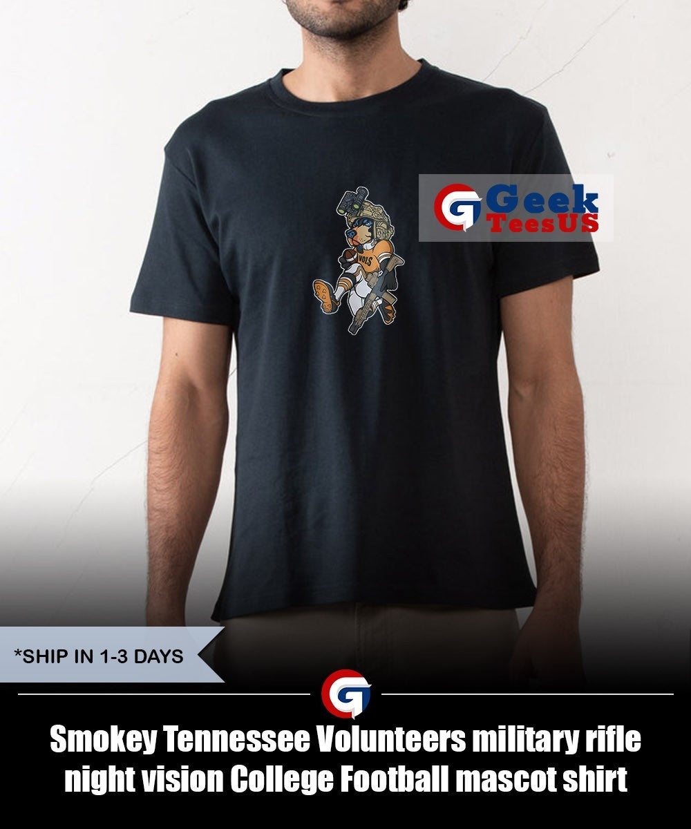 Smokey Tennessee Volunteers military rifle night vision College Football mascot shirt