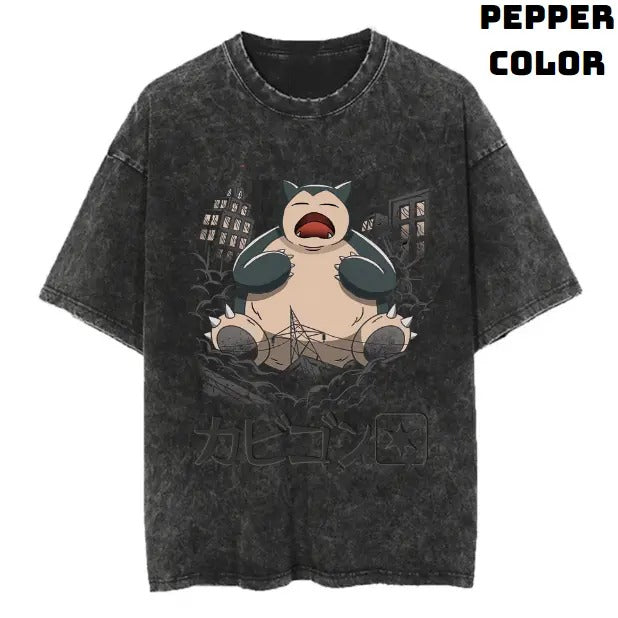 Snorlax In The City Vintage Tee, Snorlax Shirt, Pokemon Shirt, Anime Manga Shirt, Halloween Shirt, Vintage Graphic Tee, Unisex T-Shirt, Gift For Fan Pokemon, Crewneck Short Sleeve Shirt Top Menswear Streetwear