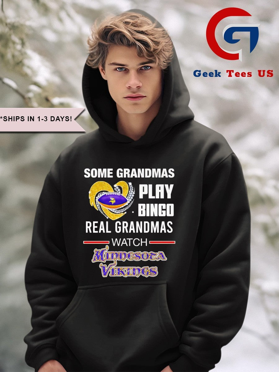 Some grandmas play bingo real grandmas watch Minnesota Vikings 2025 MLB shirt