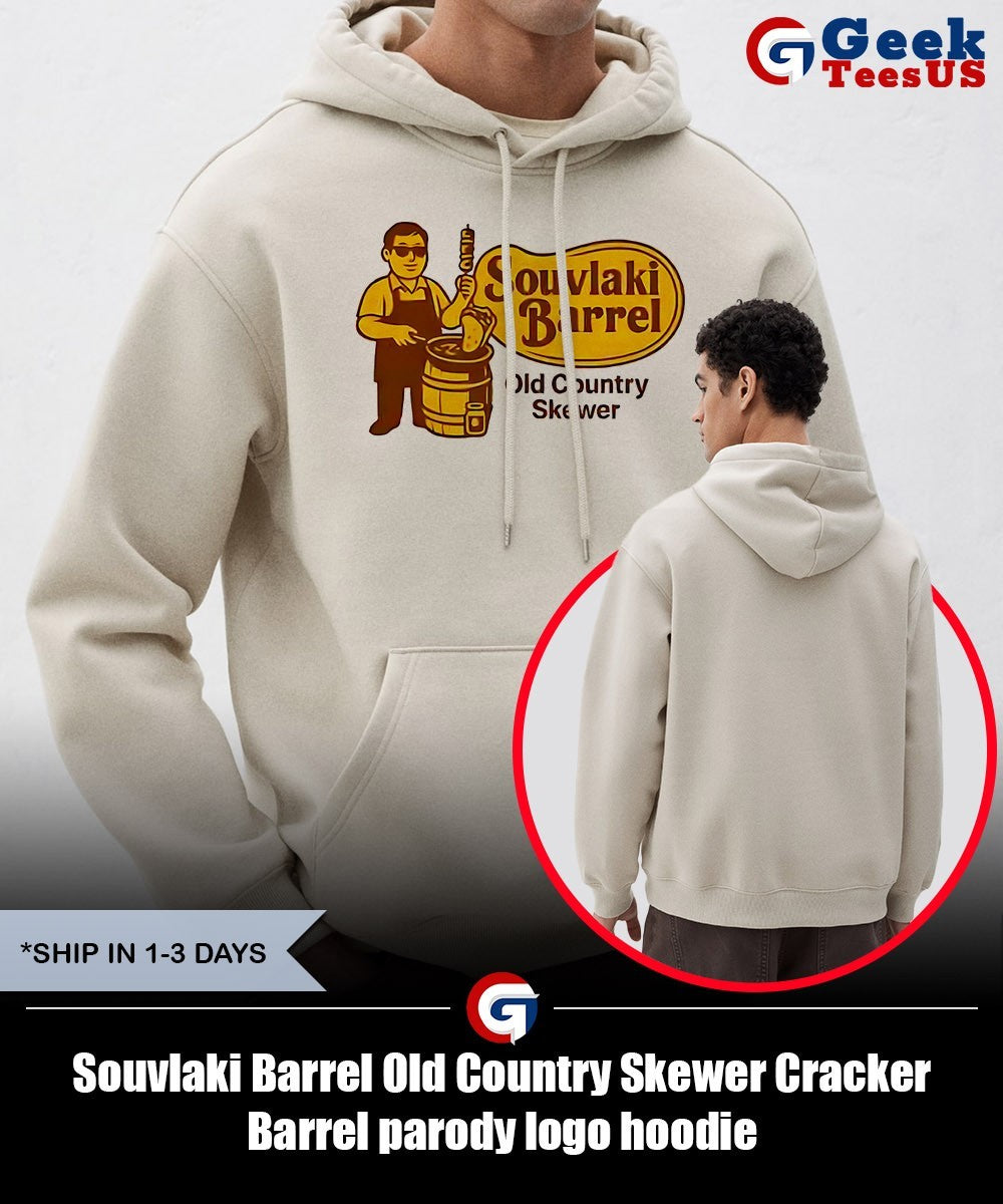 Souvlaki Barrel Old Country Skewer Cracker Barrel parody logo shirt