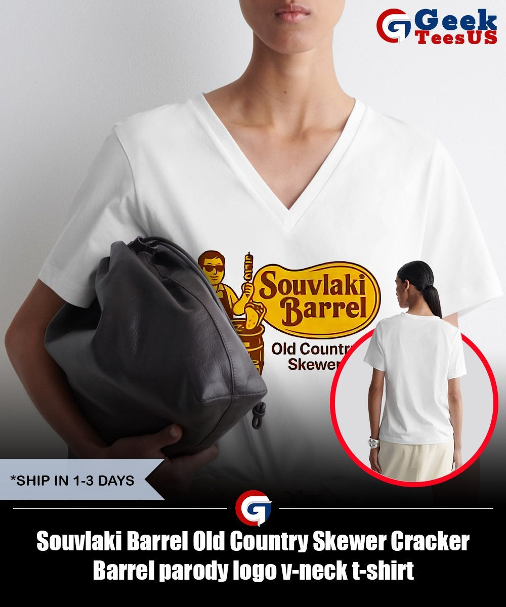 Souvlaki Barrel Old Country Skewer Cracker Barrel parody logo shirt