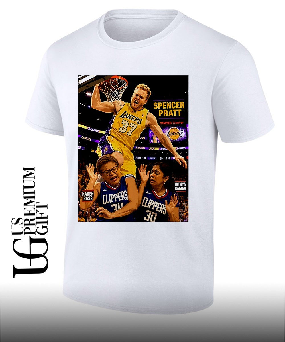 Spencer Pratt dunks on Communists Los Angeles Lakers NBA shirt