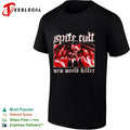 Spite Cult horned demon spreading wings on mountain new world killer band shirt