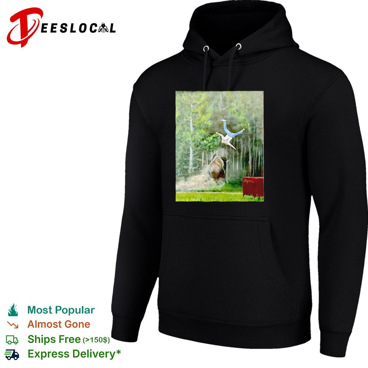 Sportman Bison Attack Painting wildlife shirt