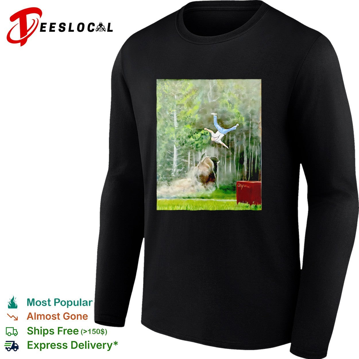 Sportman Bison Attack Painting wildlife shirt