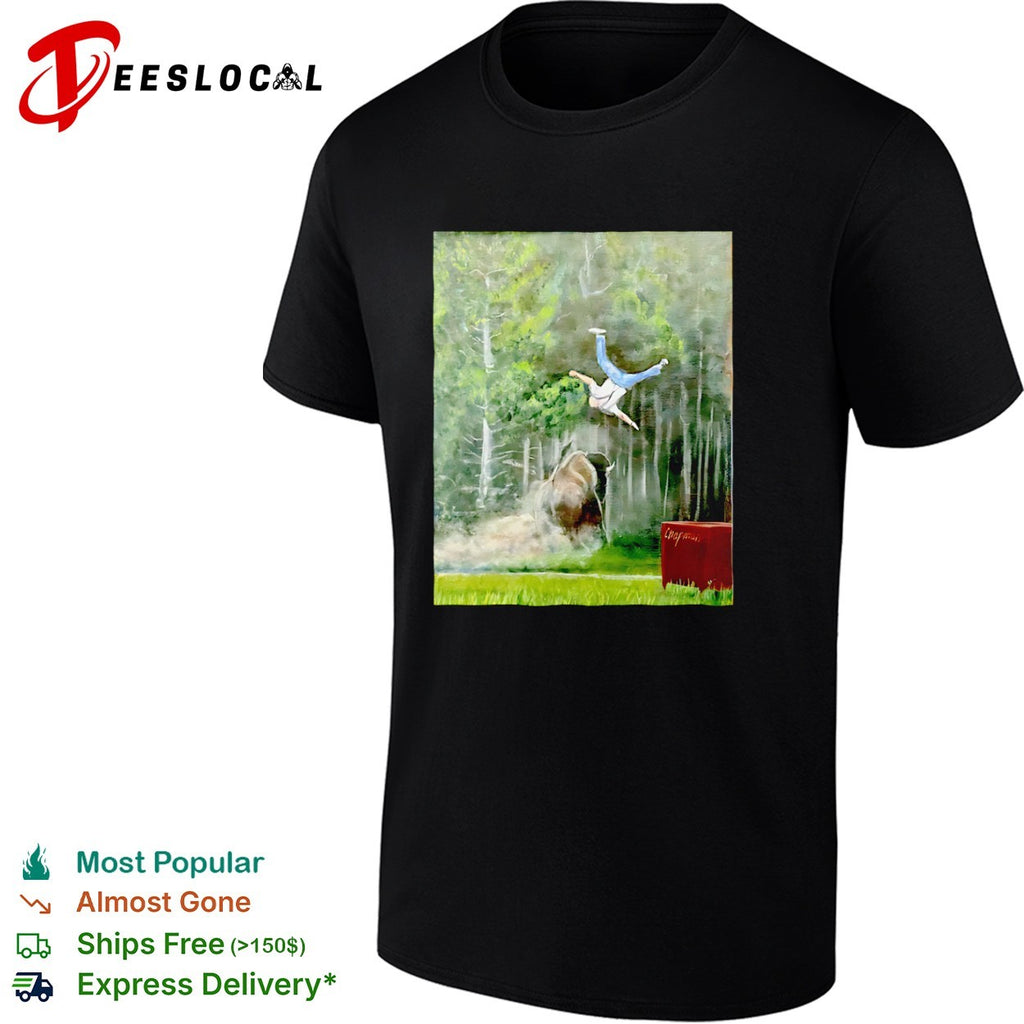 Sportman Bison Attack Painting wildlife shirt