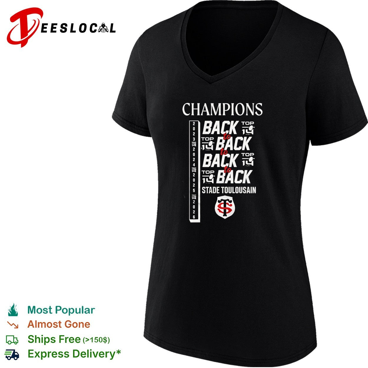Stade Toulousain Champions Back to Back Top 14 2023 2024 2025 2026 shirt