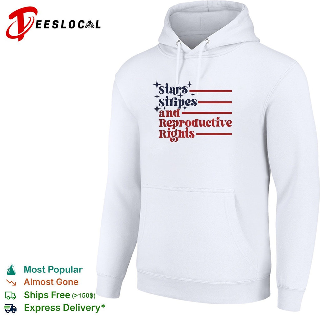 Stars stripes and reproductive rights patriotic lettering with striped lines shirt