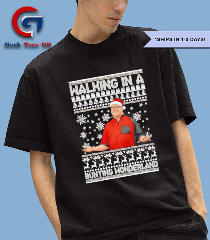 Stephen Bunting Walking in a Bunting Wonderland ugly Christmas shirt