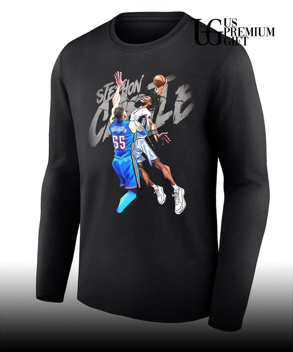 Stephon Castle dunk Isaiah Hartenstein Oklahoma City Thunder NBA shirt