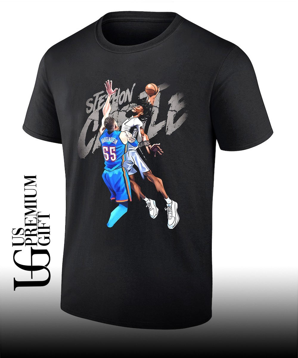 Stephon Castle dunk Isaiah Hartenstein Oklahoma City Thunder NBA shirt