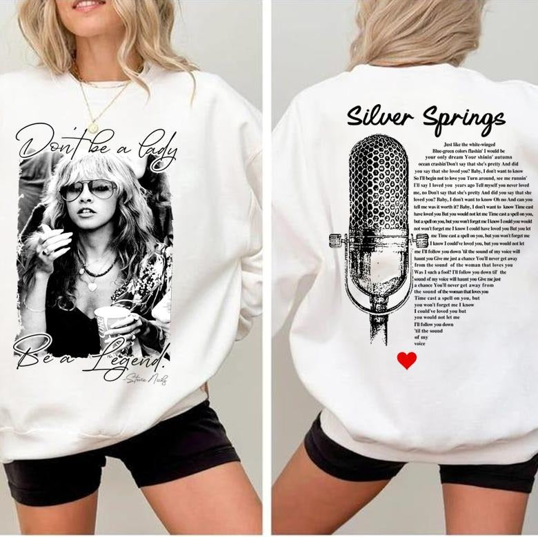 Stevie Vintage T-shirt, Don't Be A Lady Be A Legend 2 Side Sweatshirt, Music Concert Hoodie, Gift For Women and Man...
