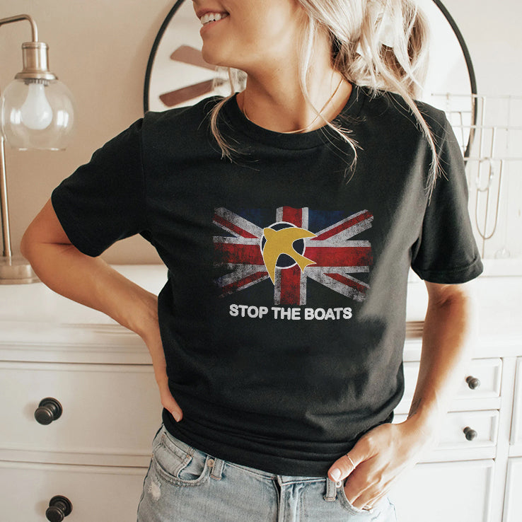 Stop The Boats United Kingdom Flag T Shirt