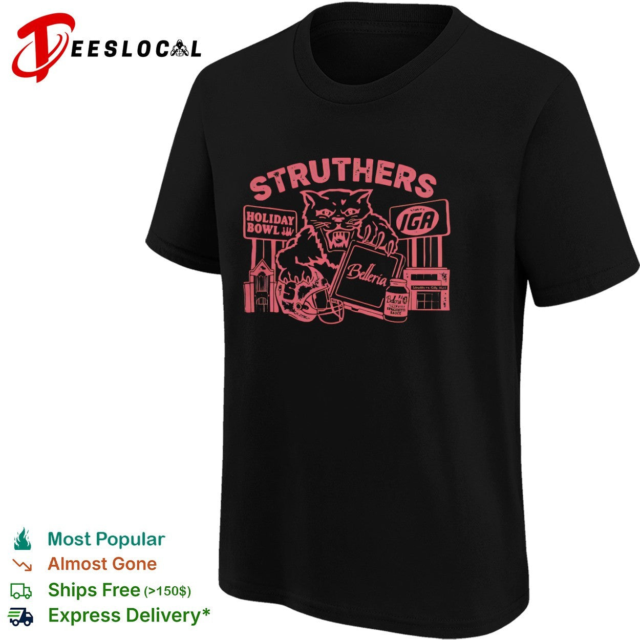Struthers Panther Football Holiday Bowl Belleria Spaghetti Sauce shirt