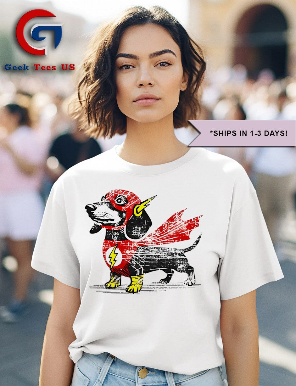 Superhero Dachshund art shirt
