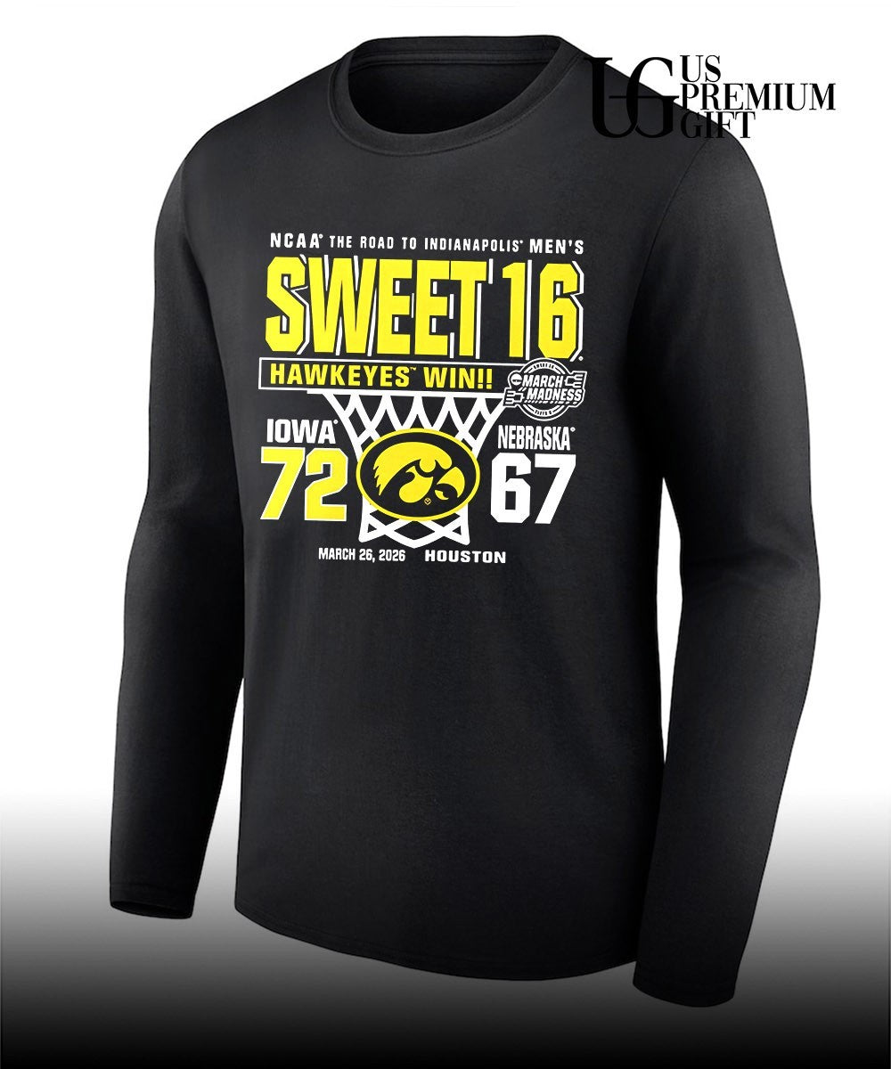 Sweet 16 Iowa Hawkeyes Win vs Nebraska Cornhuskers score 2026 Men’s Basketball shirt