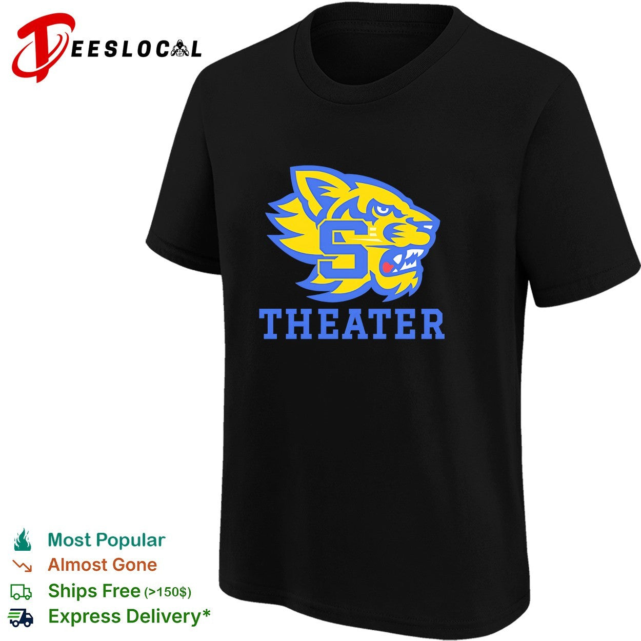 Sweetwater High School Wildcat mascot head theater shirt