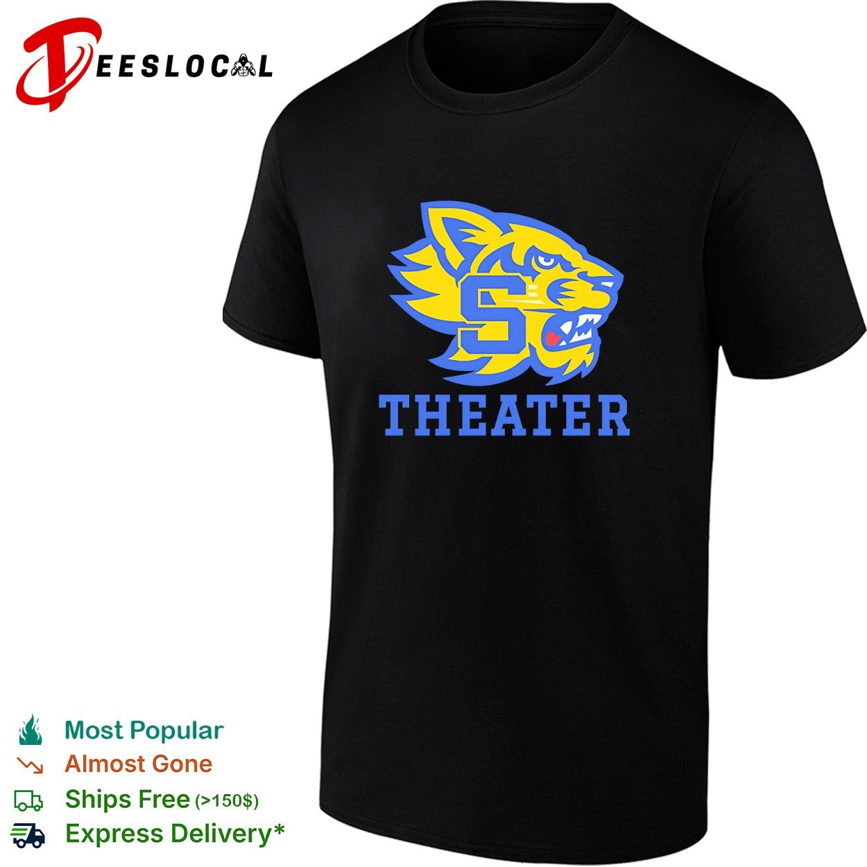 Sweetwater High School Wildcat mascot head theater shirt