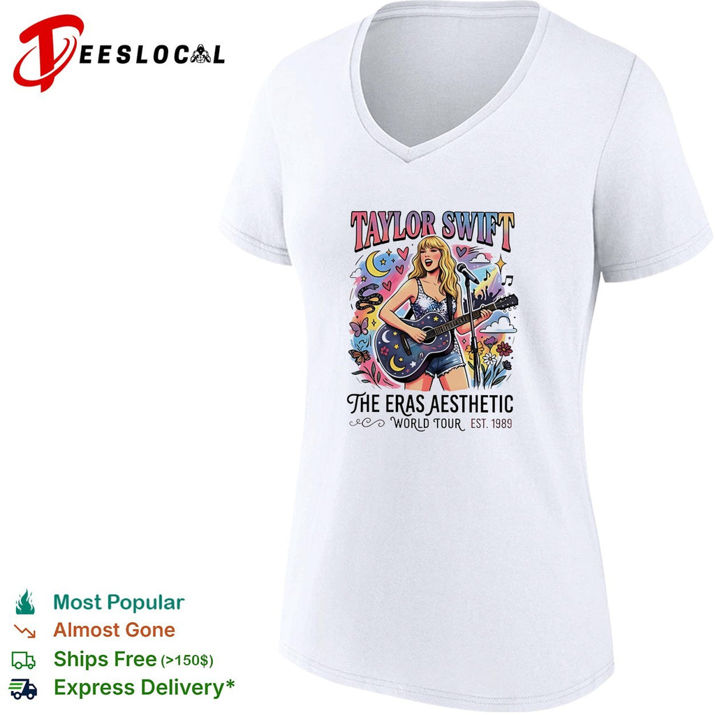 Swift playing guitar the eras aesthetic world tour retro shirt