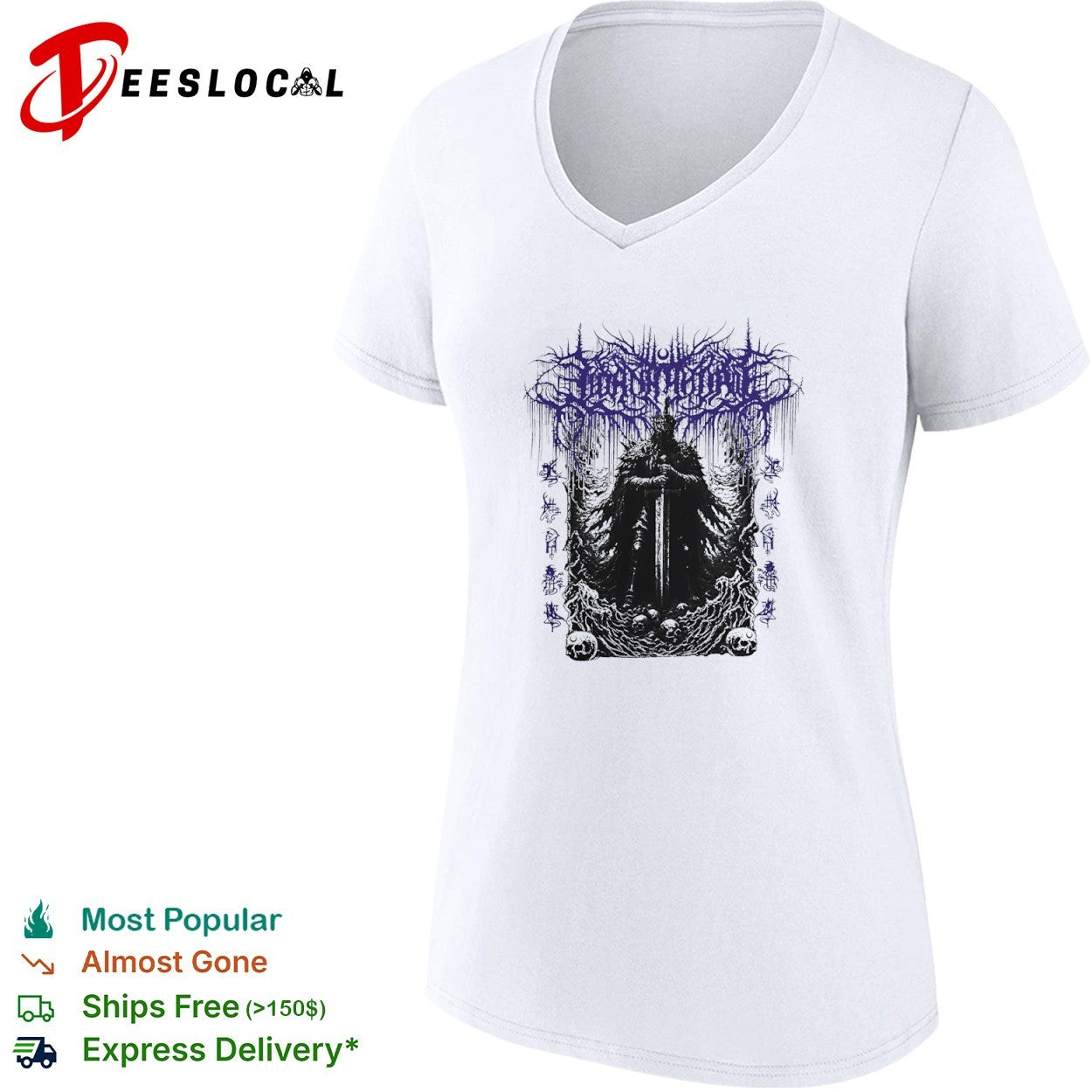 Sworn Virgin Dark Fantasy Knight with Sword and Skulls shirt