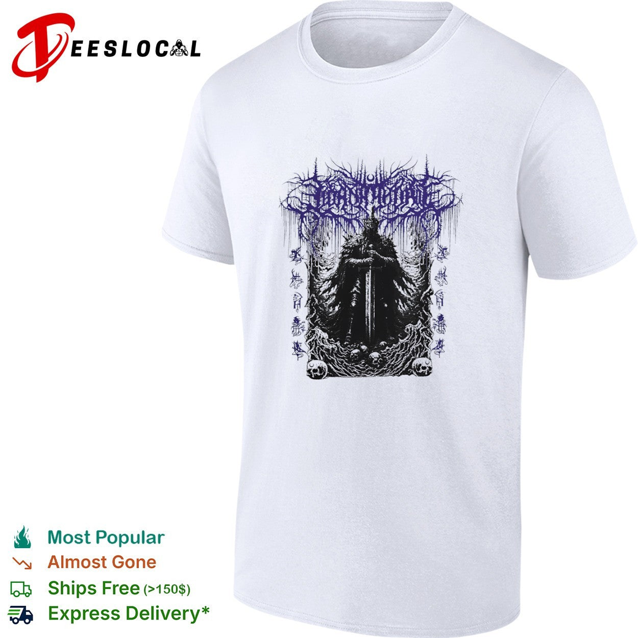 Sworn Virgin Dark Fantasy Knight with Sword and Skulls shirt