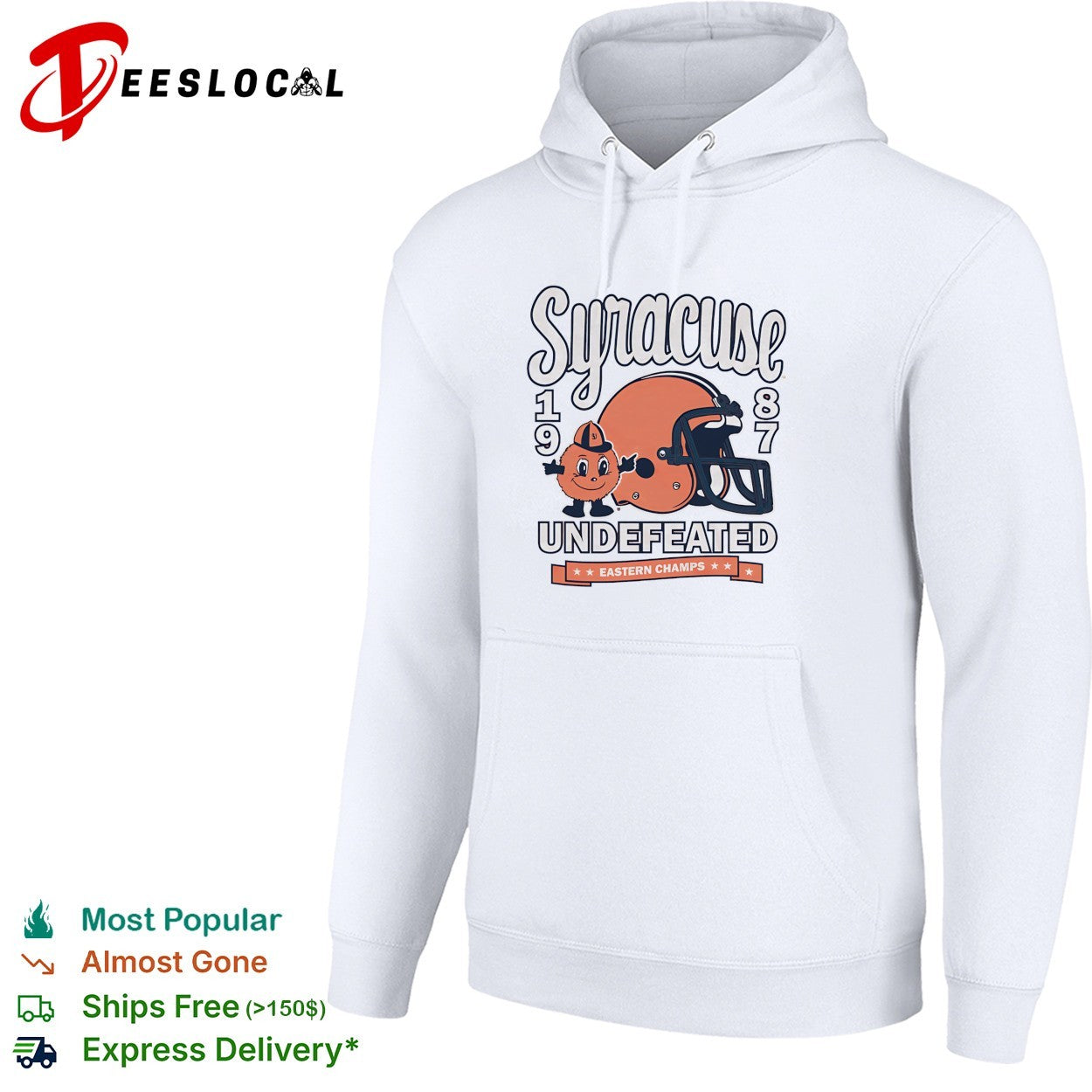 Syracuse Orange mascot 1987 undefeated eastern champs football helmet shirt