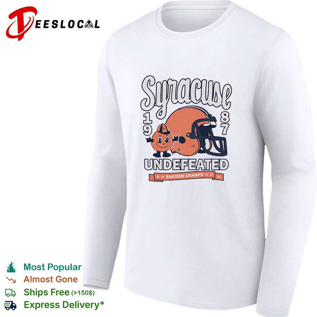 Syracuse Orange mascot 1987 undefeated eastern champs football helmet shirt