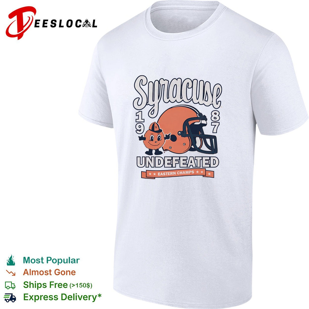 Syracuse Orange mascot 1987 undefeated eastern champs football helmet shirt