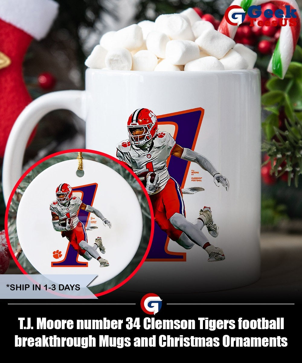 T.J. Moore number 34 Clemson Tigers football breakthrough shirt