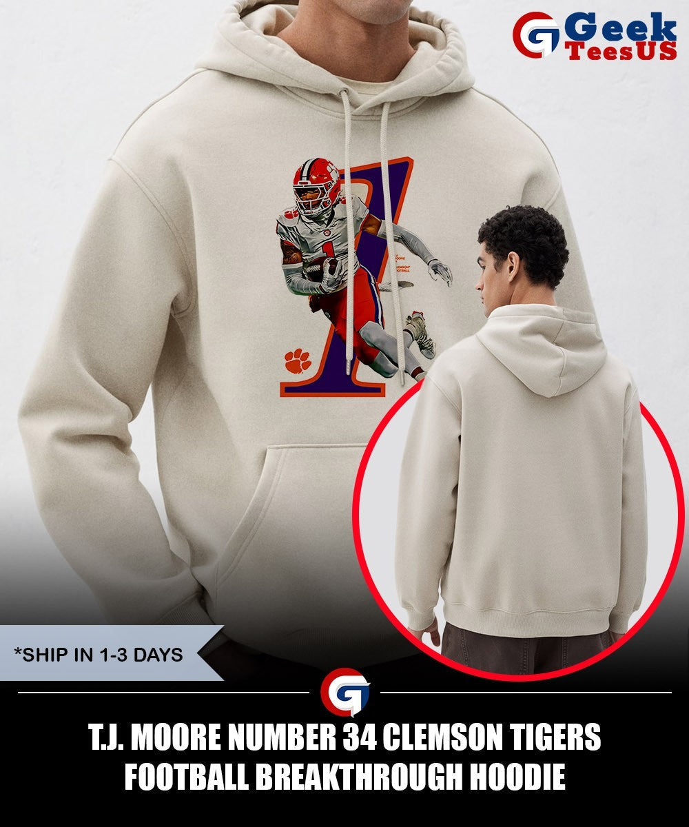T.J. Moore number 34 Clemson Tigers football breakthrough shirt