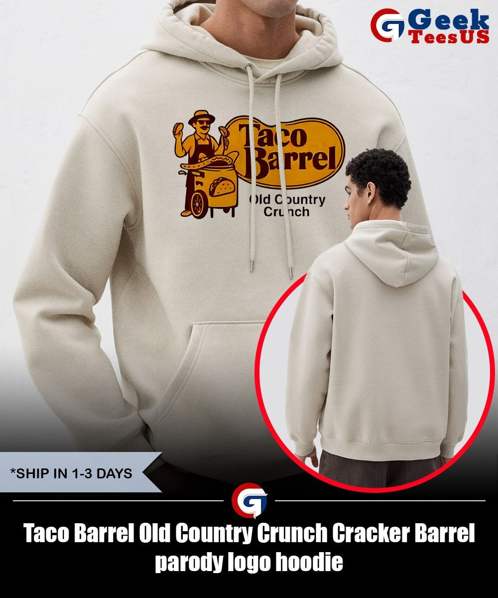 Taco Barrel Old Country Crunch Cracker Barrel parody logo shirt
