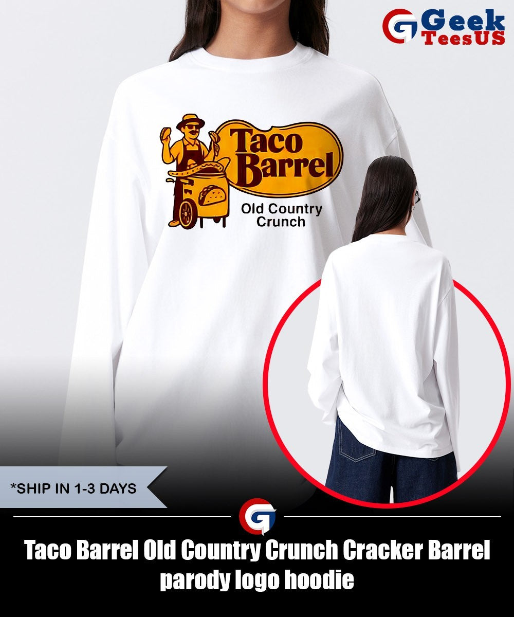 Taco Barrel Old Country Crunch Cracker Barrel parody logo shirt