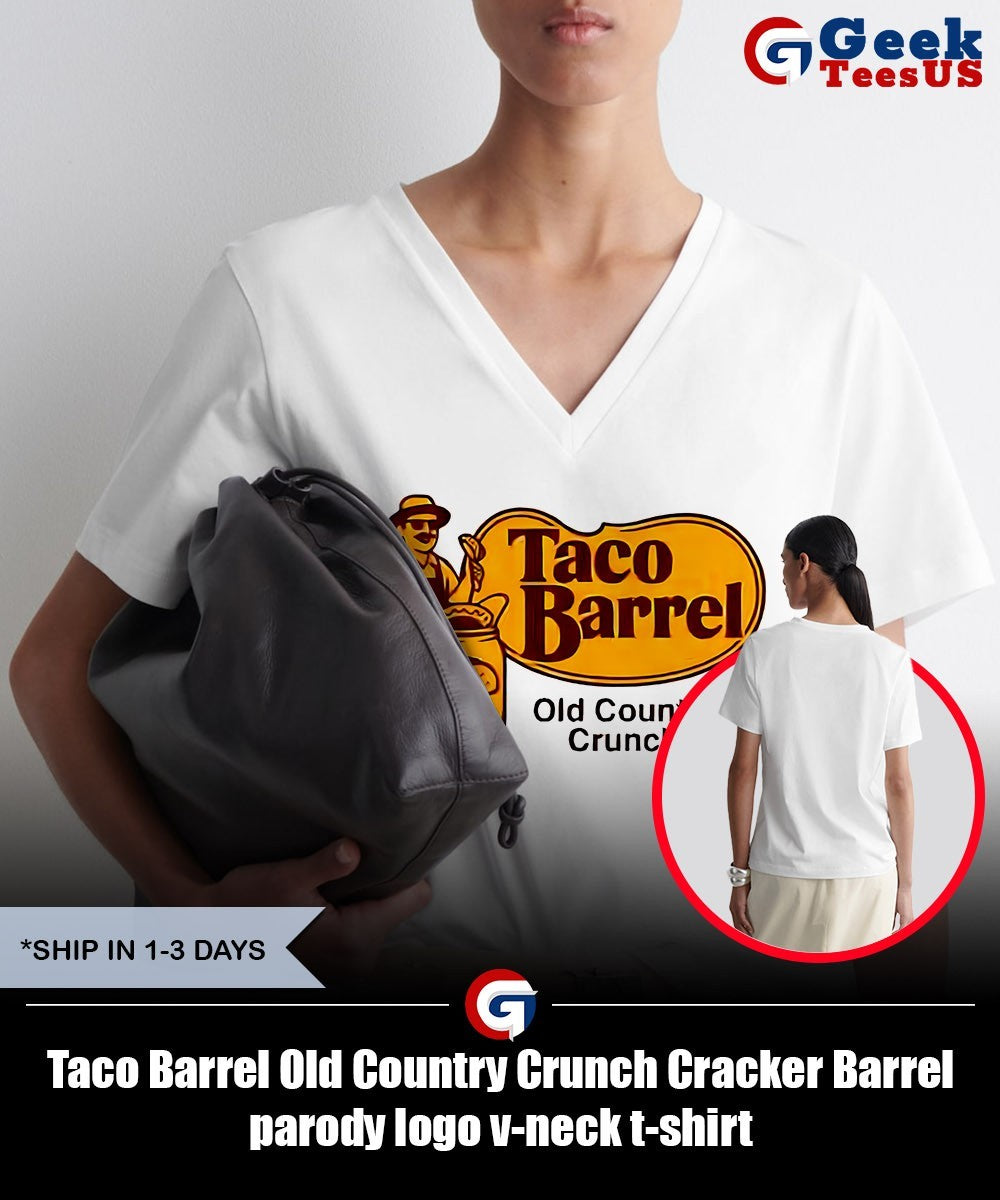 Taco Barrel Old Country Crunch Cracker Barrel parody logo shirt