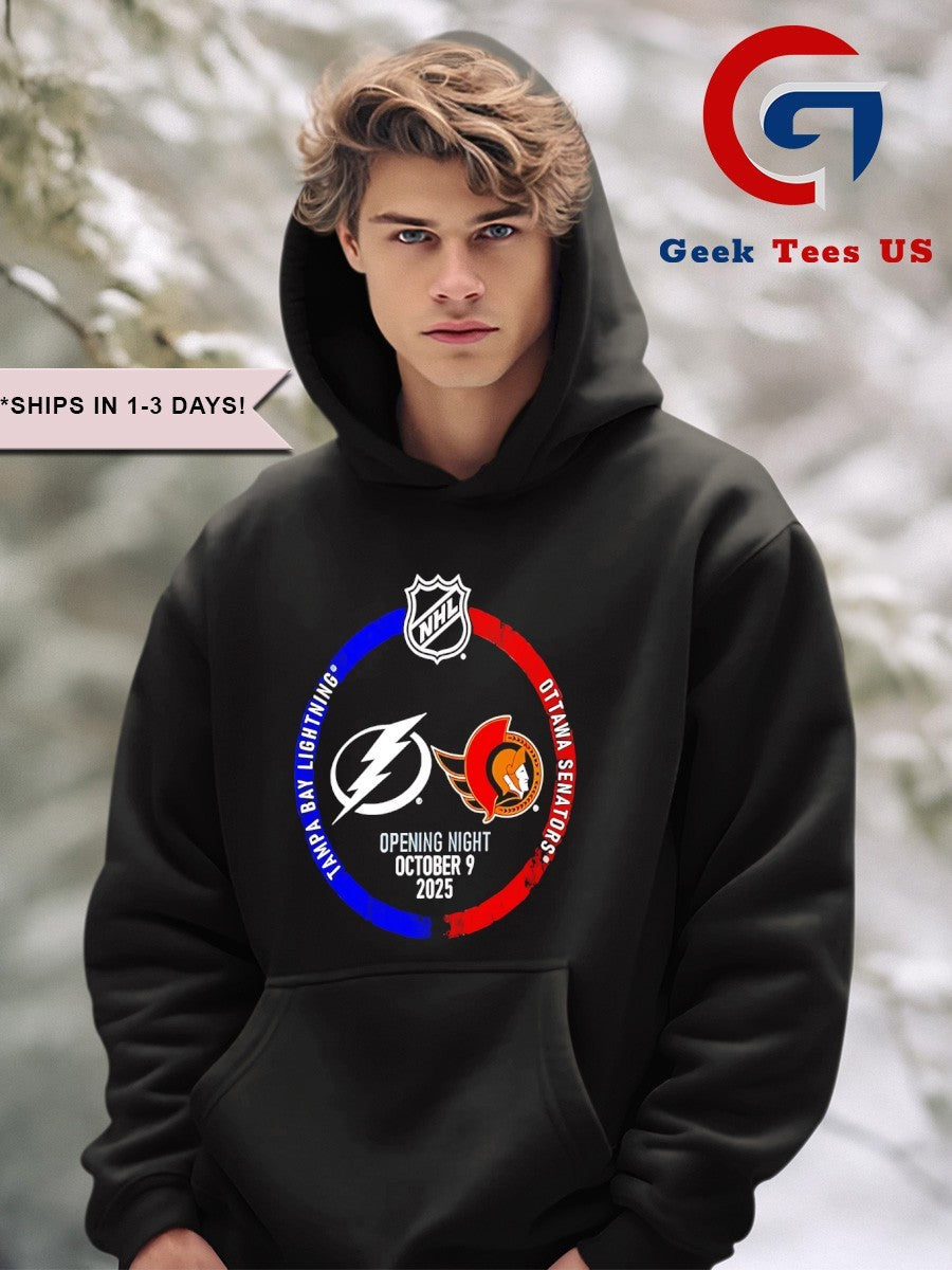 Tampa Bay Lightning vs Ottawa Senators hockey 2025 NHL Opening Night shirt